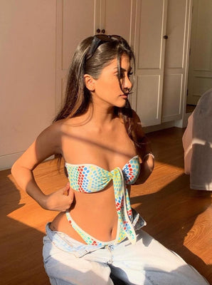 Chlo Aqua Polka Bikini Top